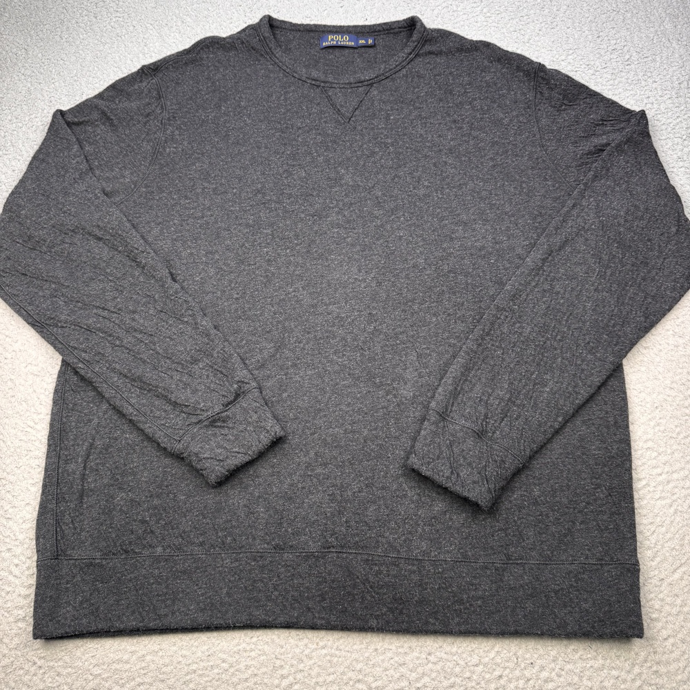 Polo Ralph Lauren Sweater Mens 2XL Charcoal Gray Crewneck Pullover Soft Knit